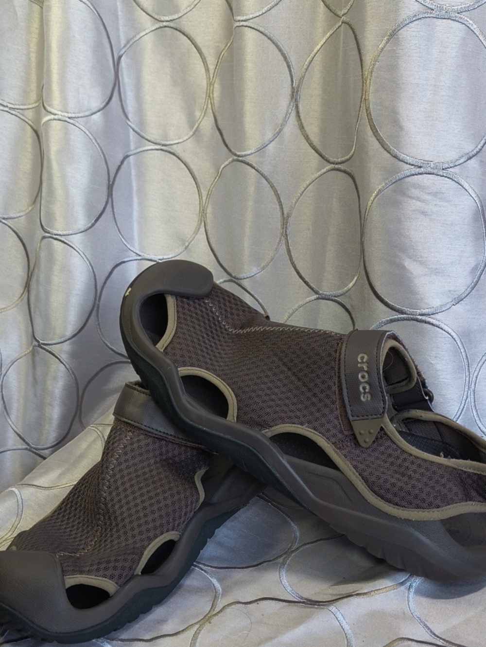 CROCS Men’s Brown Mesh Sport Slide Sandals Size 14 AB